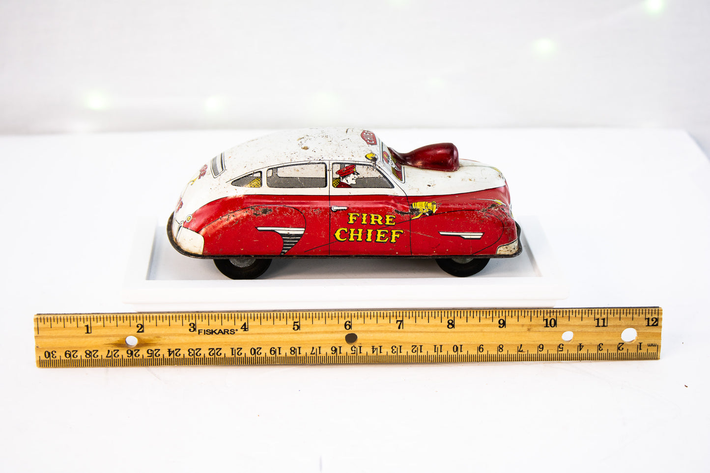Vintage Hubley Fire Chief Tin Toy Car | Working Wind-Up | USA Made