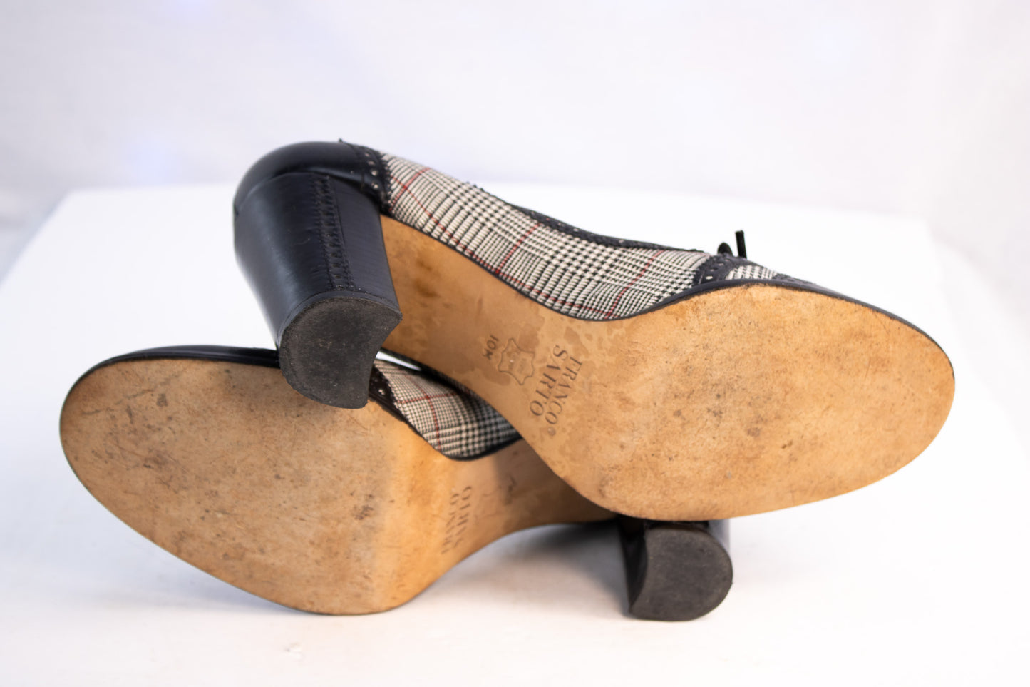 Franco Sarto Houndstooth Heels | Women’s Size 10 | Classic Leather Pumps