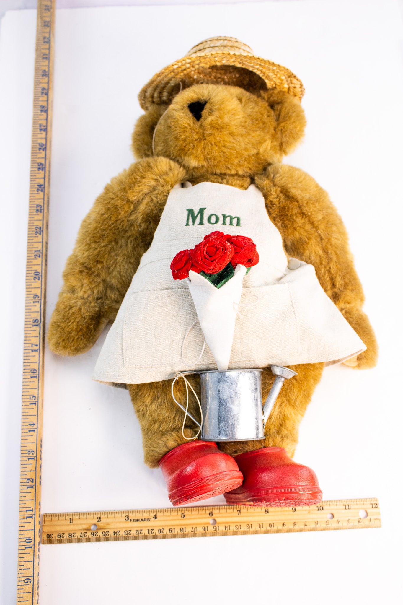 Vintage “Mom” Teddy Bear – Garden Theme Plush w/ Apron & Watering Can