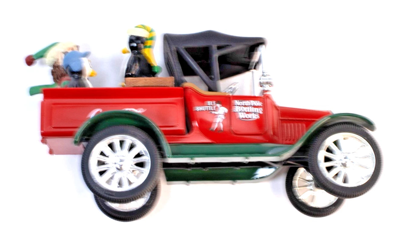Coca-Cola Elf Shuttle North Pole Bottling Works Model T Truck w/ Elves & Penguin