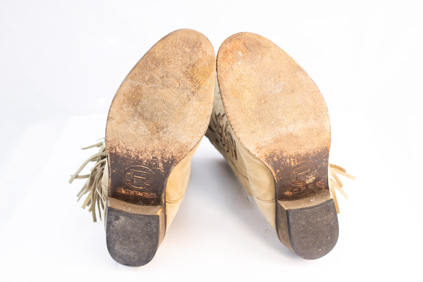 Roper Fringe Western Boots – Women’s Size 6.5 – Tan Suede Cowgirl Boots