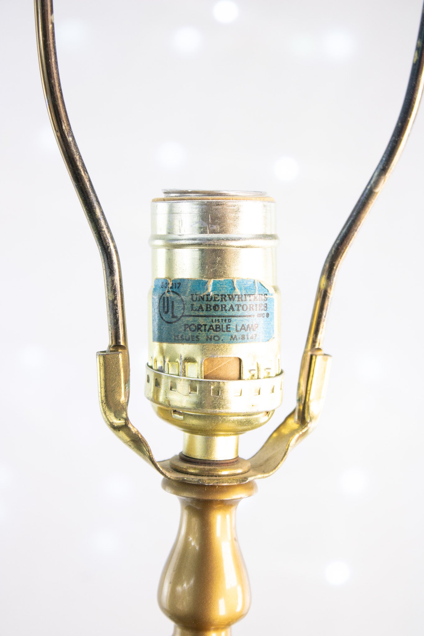 Tall Vintage Brass & Wood Statement Lamp | Mid-Century Flame Style Lighting