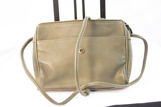 Vintage Samé Olive Green Crossbody Purse Structured Vinyl