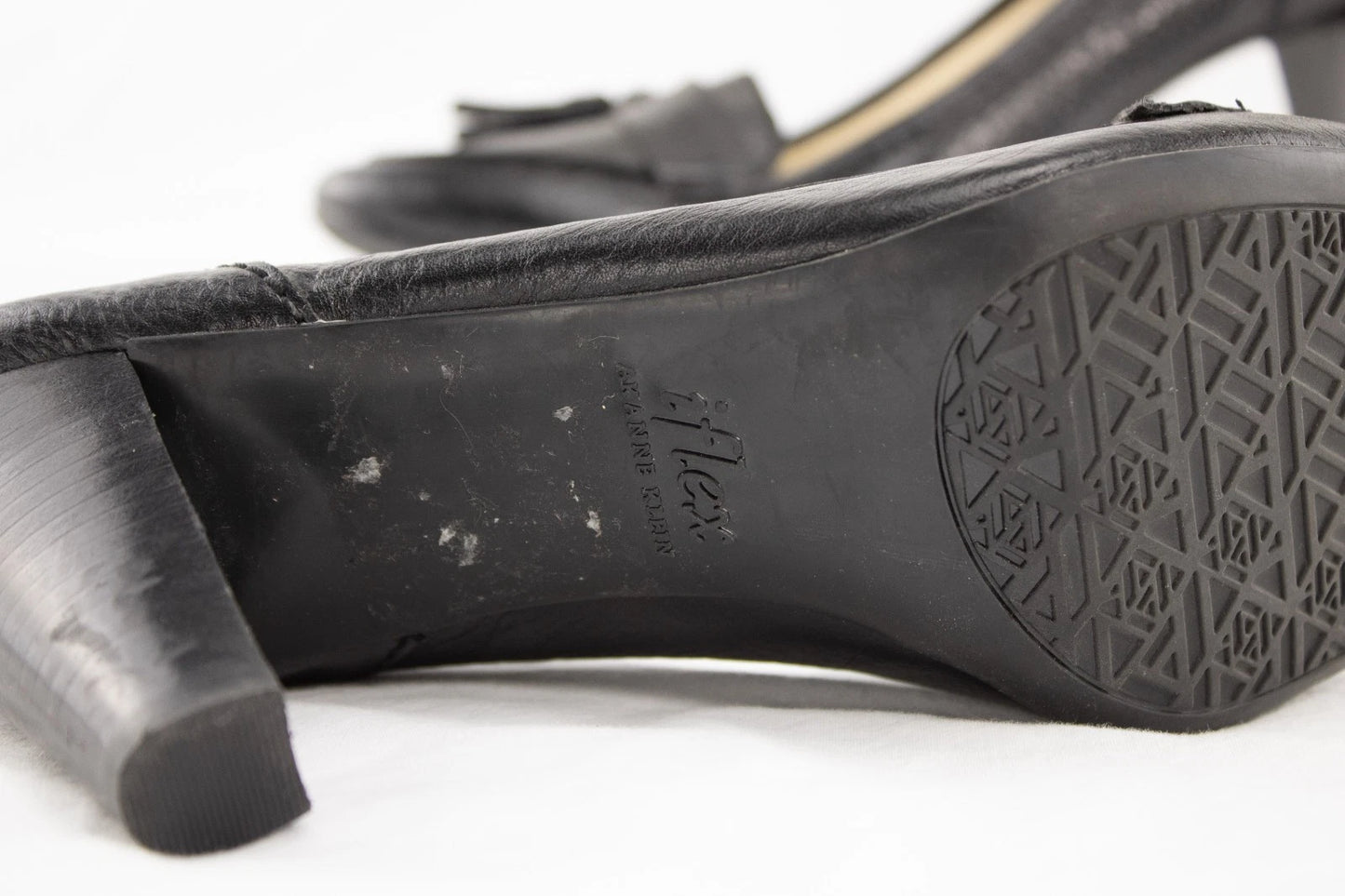 AK Anne Klein iFlex Black Leather Tassel Heels | Size 8.5M | Classic Loafer Pump