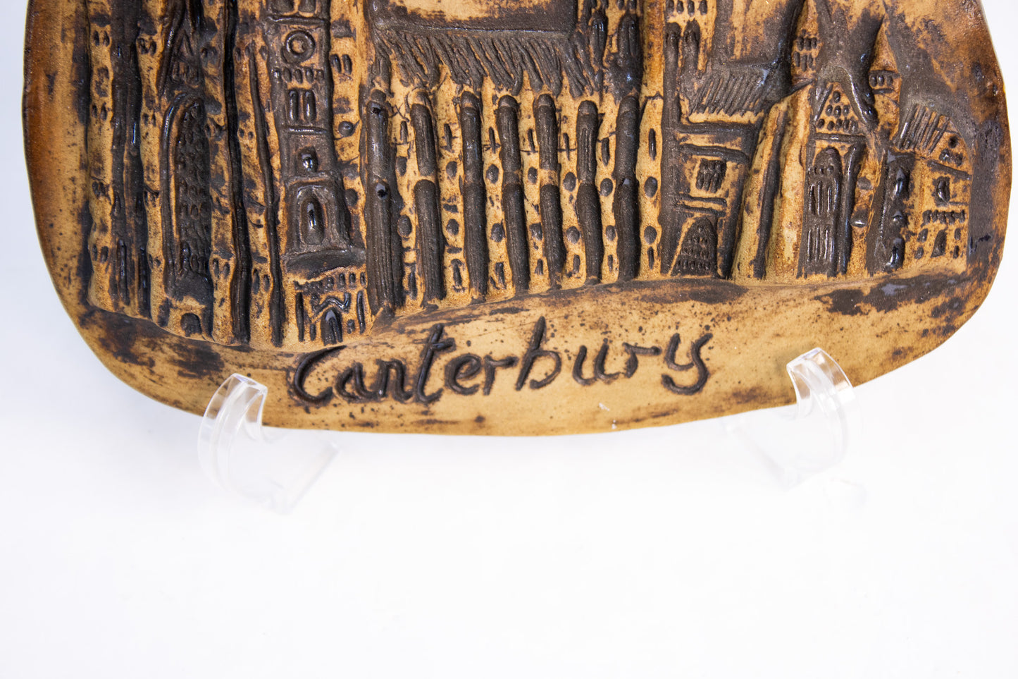 Vintage Canterbury Cathedral Ceramic Wall Plaque | Handcrafted Studio Pottery | England