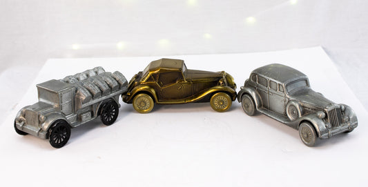 Vintage Style Cast Metal Coin Bank Car Set – Packard V12 Sedan & Trucks (Set of 3)
