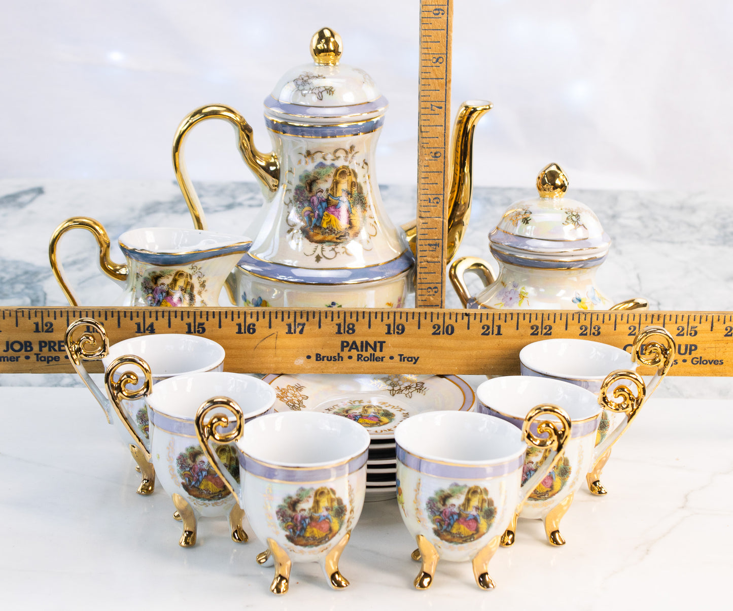 Romantic Bridal Lusterware Tea Set / 15 pc set