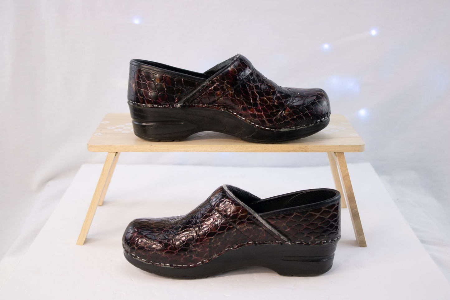 Sanita Danish Clogs EU 38 US 7–7.5 Croc Embossed Leather Slip-On Shoes