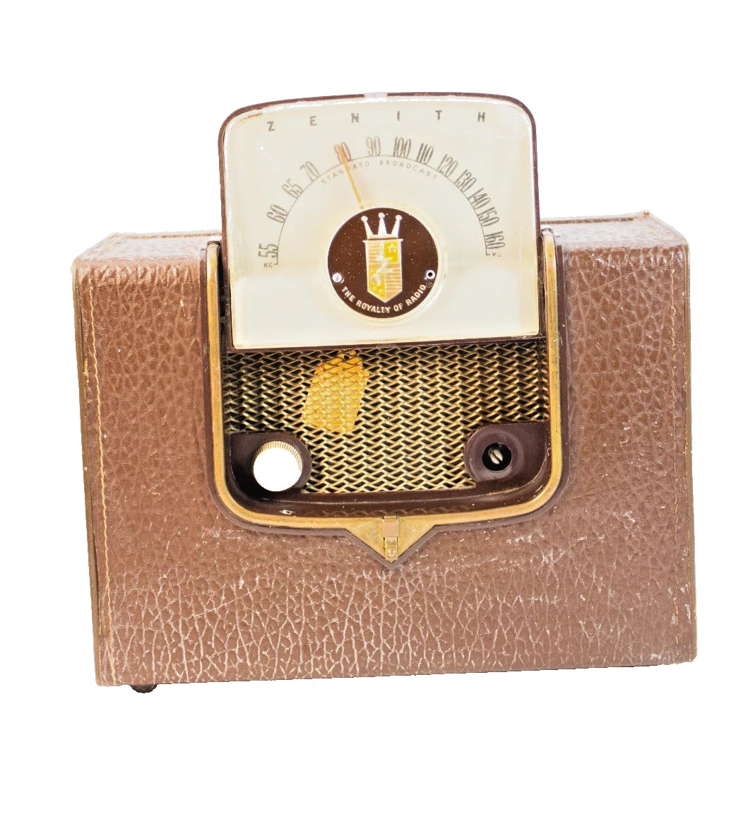Working Vintage Zenith Tube Radio Z909 — Brown Leatherette Case Illuminated Dial