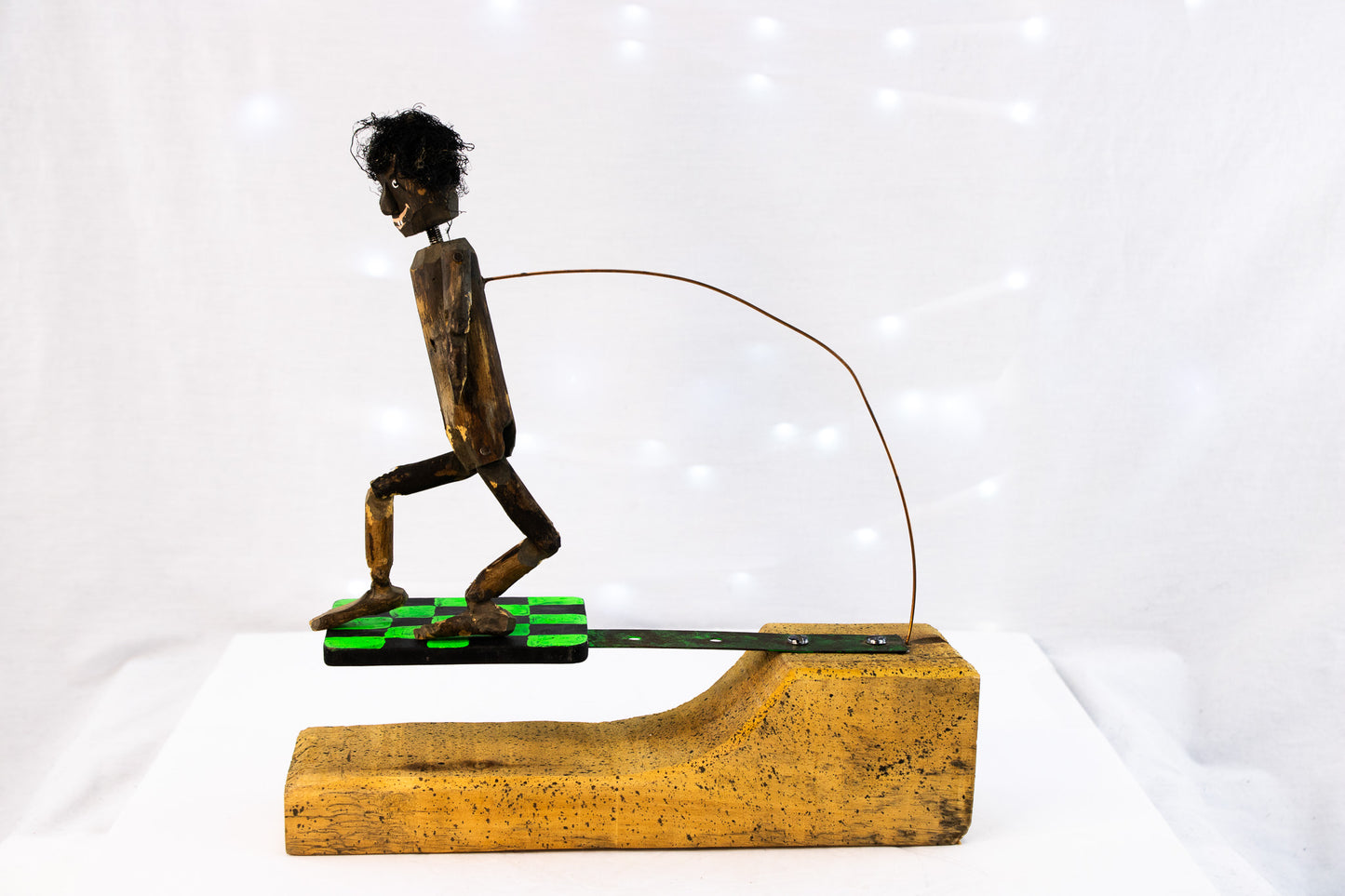 Hand Carved Wooden Kinetic Folk Art Figure | Moving Dancing Sculpture