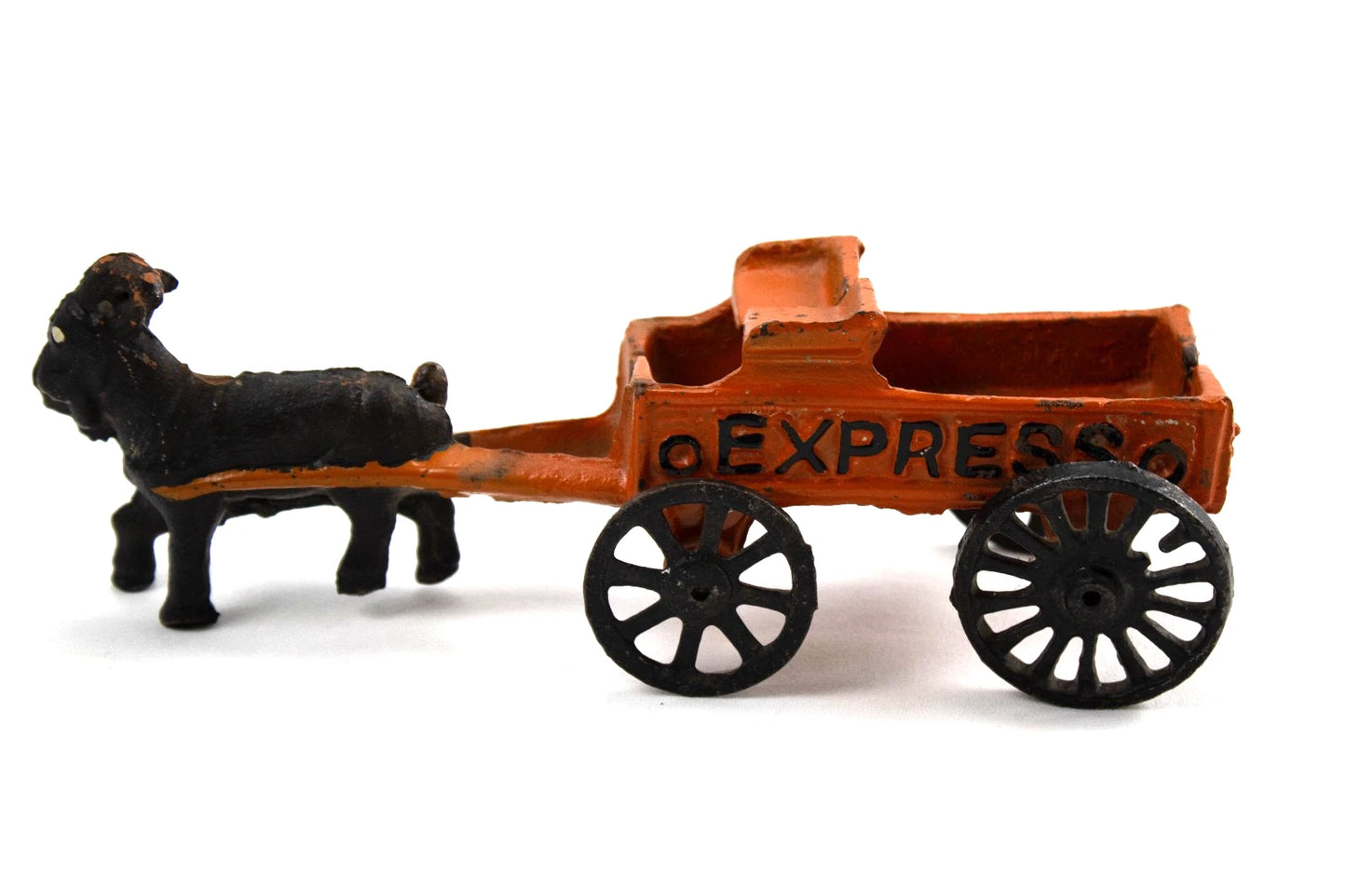 Vintage Cast Iron Goat Drawn Express Cart Toy – Antique Style Painted Wagon