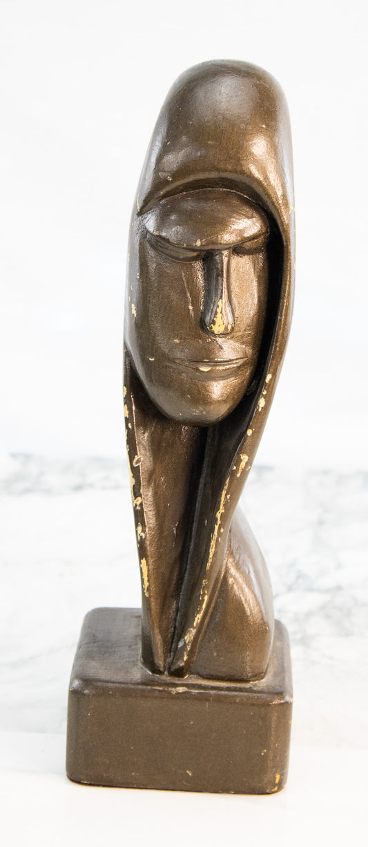 Signed Mid Century Modern Bust Sculpture – Modernist Figurative Art 1967