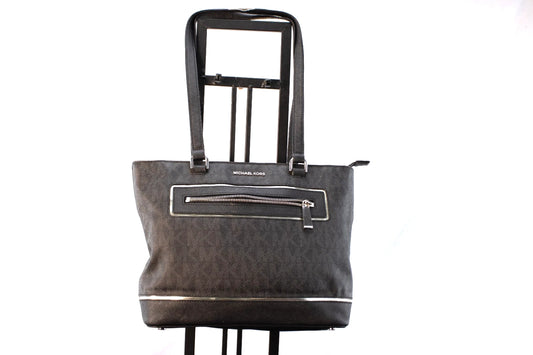 ✨ Michael Kors Jet Set East West Top-Zip Tote – Black MK Signature Canvas