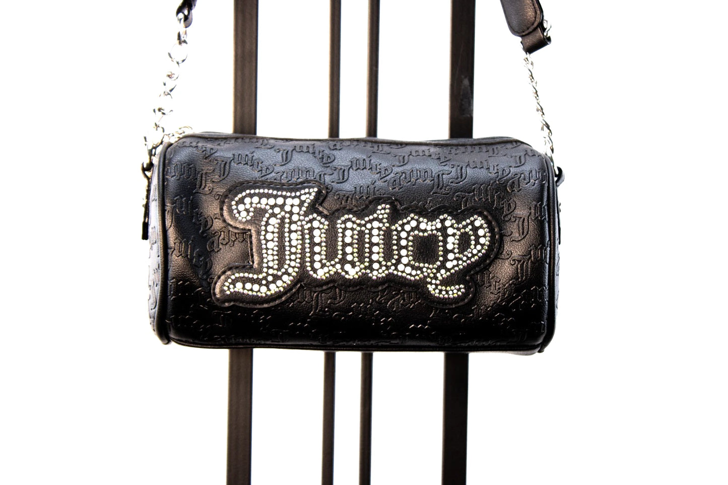🖤 Juicy Couture Black Logo Baguette Shoulder Bag – Rhinestone “Juicy” Purse