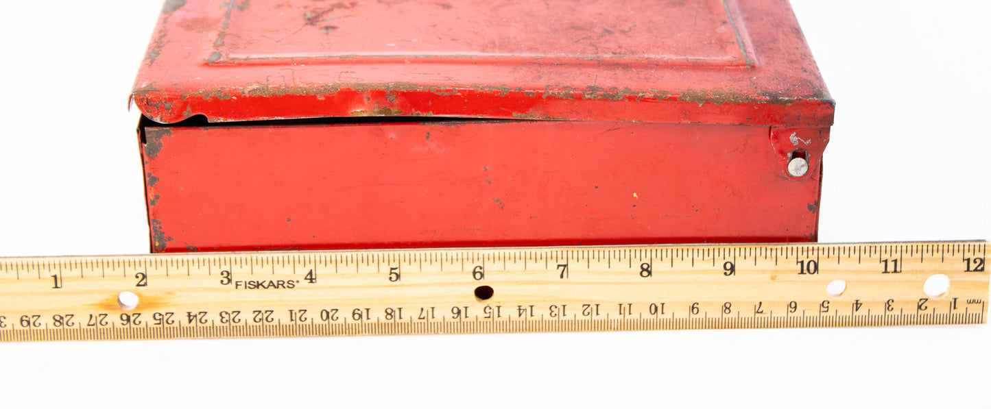 Vintage 1930s A.C. Gilbert Erector Set with Red Metal Case & Book