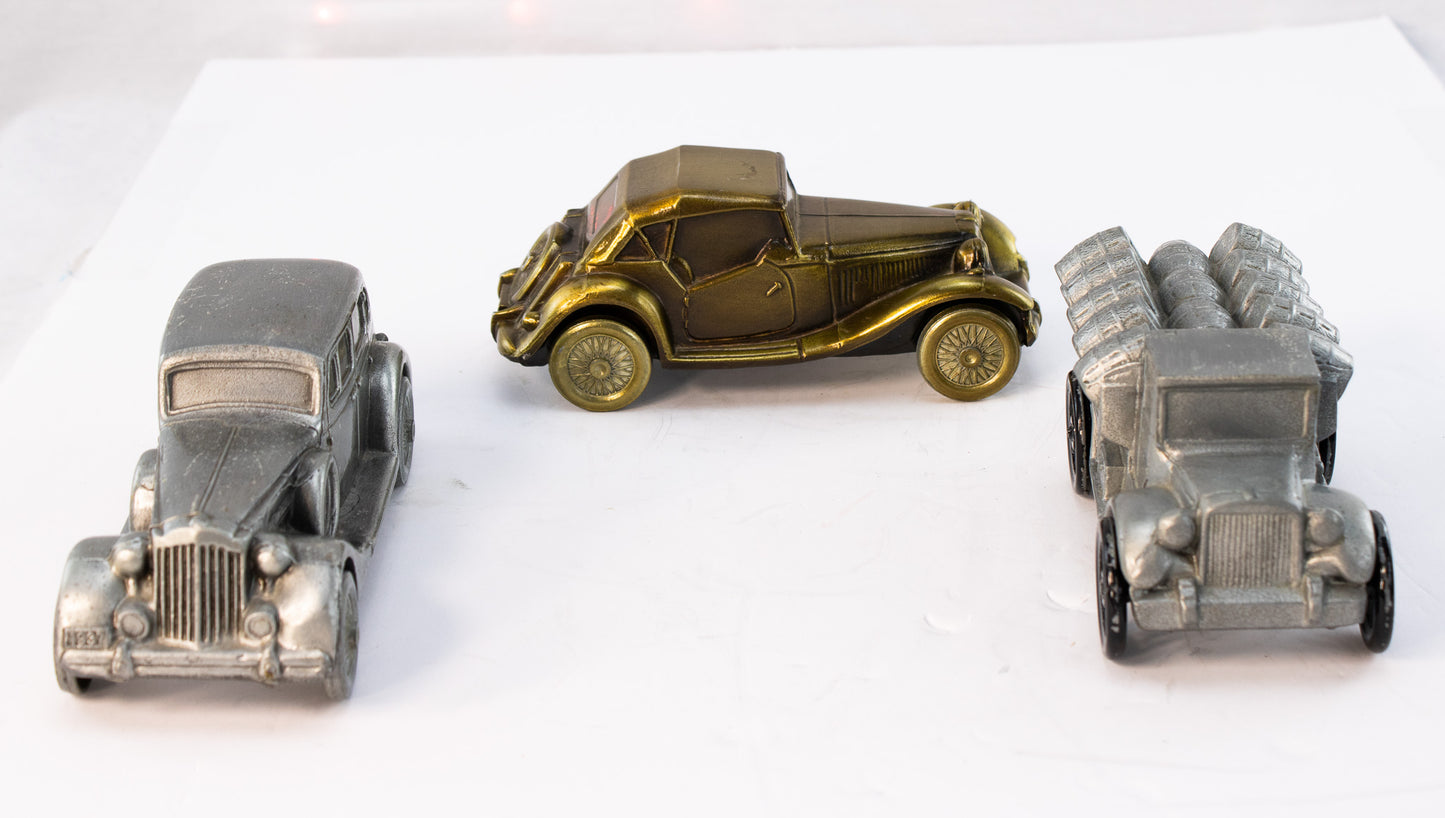 Vintage Style Cast Metal Coin Bank Car Set – Packard V12 Sedan & Trucks (Set of 3)