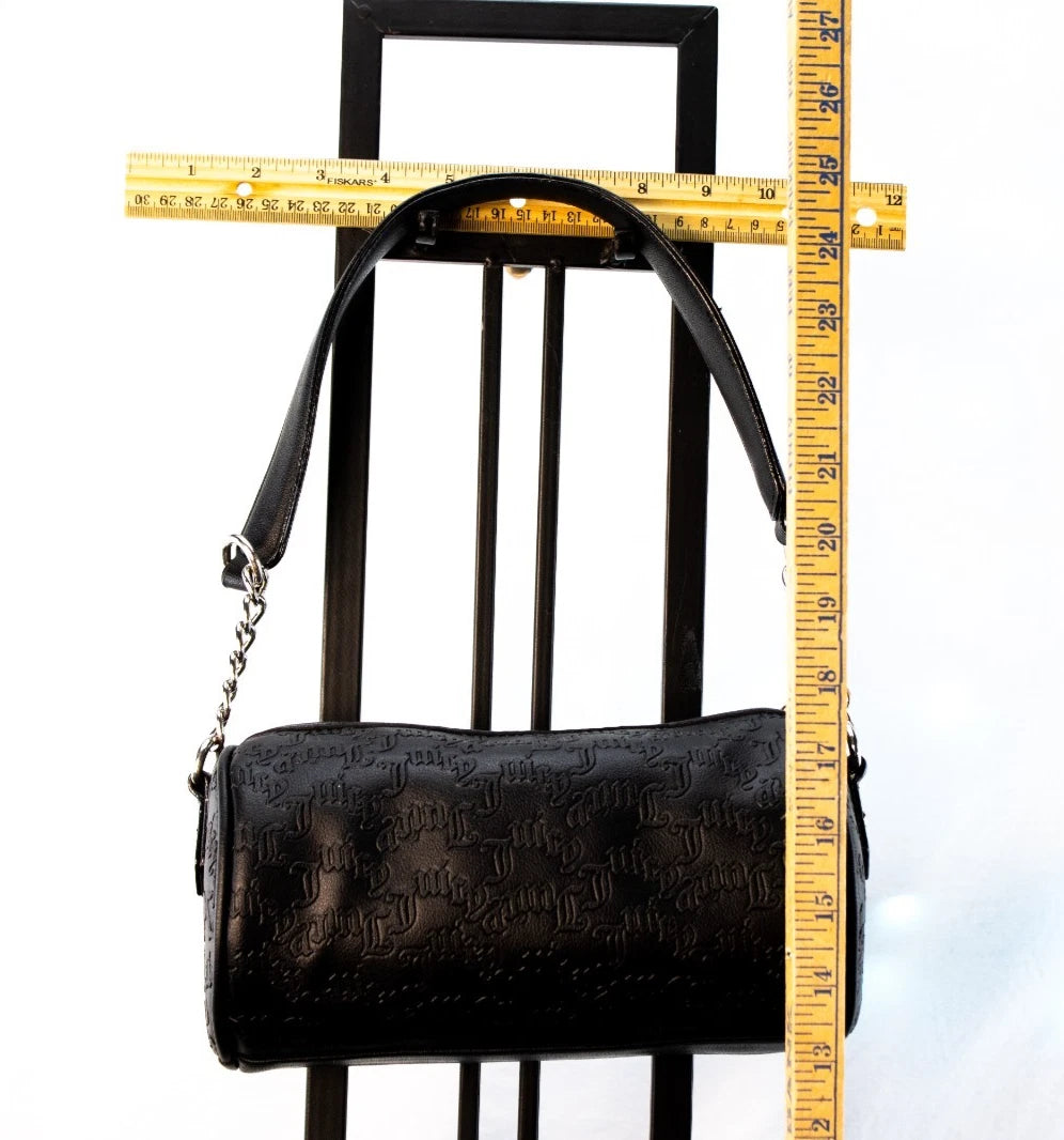 🖤 Juicy Couture Black Logo Baguette Shoulder Bag – Rhinestone “Juicy” Purse