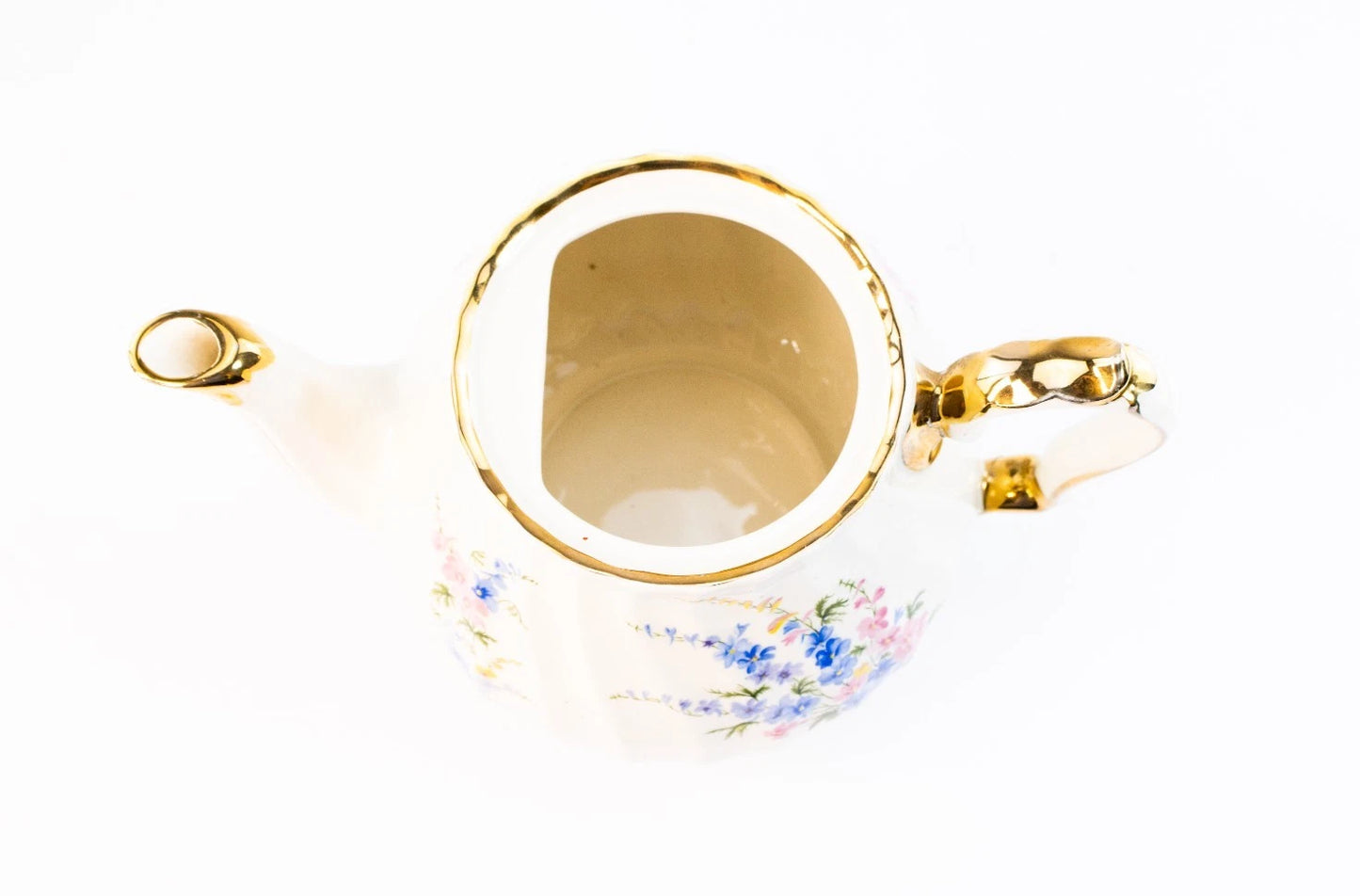 Sadler England No. 2748 – Hand-Painted Floral Teapot with Gilded Trim