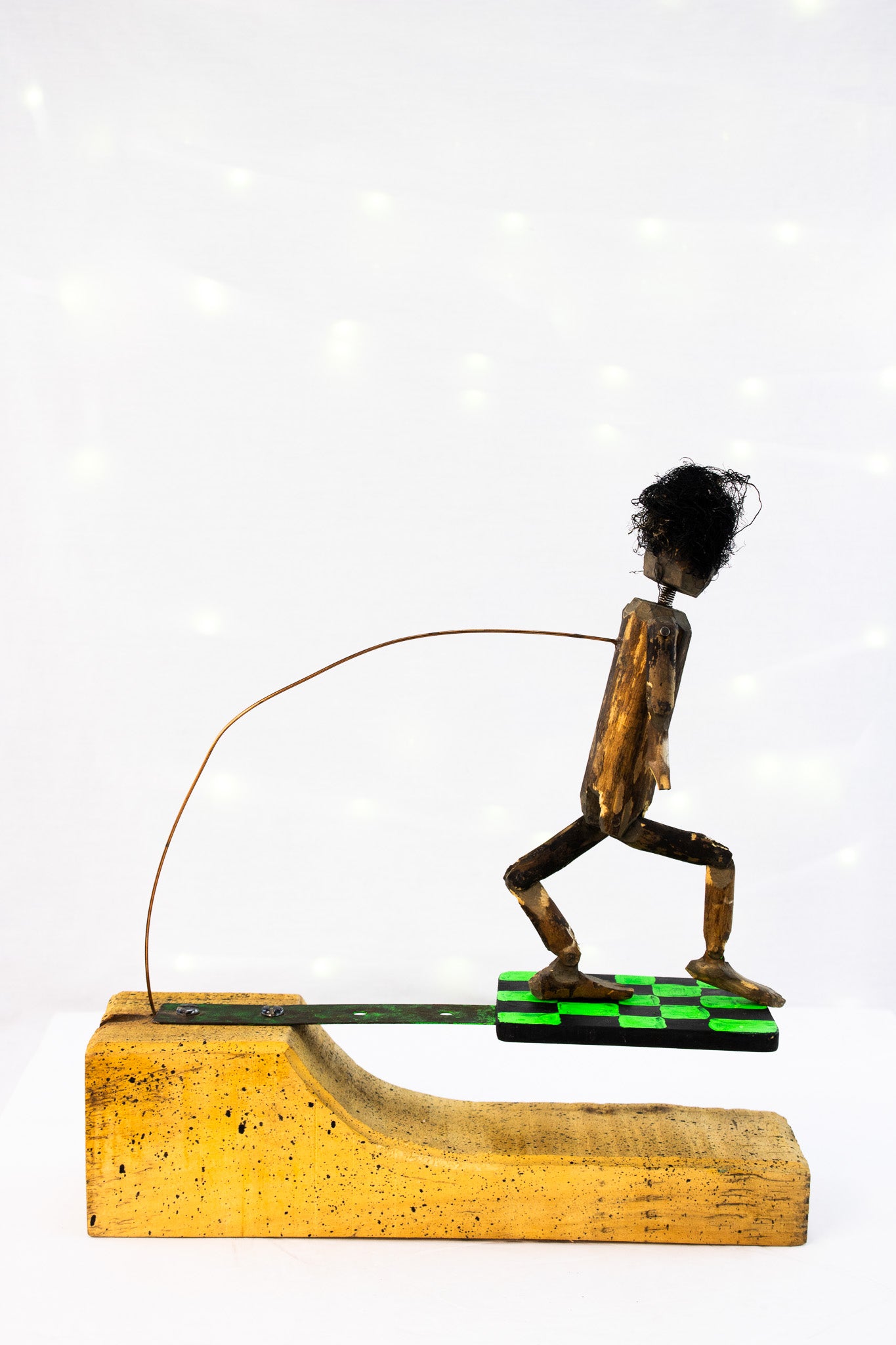 Hand Carved Wooden Kinetic Folk Art Figure | Moving Dancing Sculpture