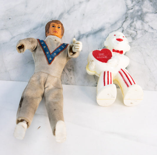 Vintage Evel Knievel Action Figure Toy Lot With Valentine Be Mine Figure