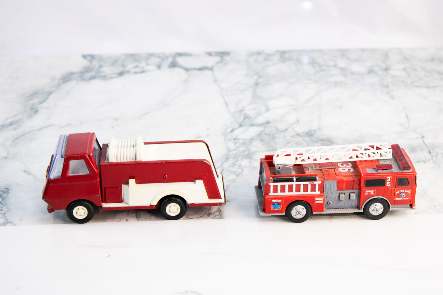 Fire Truck Toy Lot Tonka Fire Engine & Ladder Truck