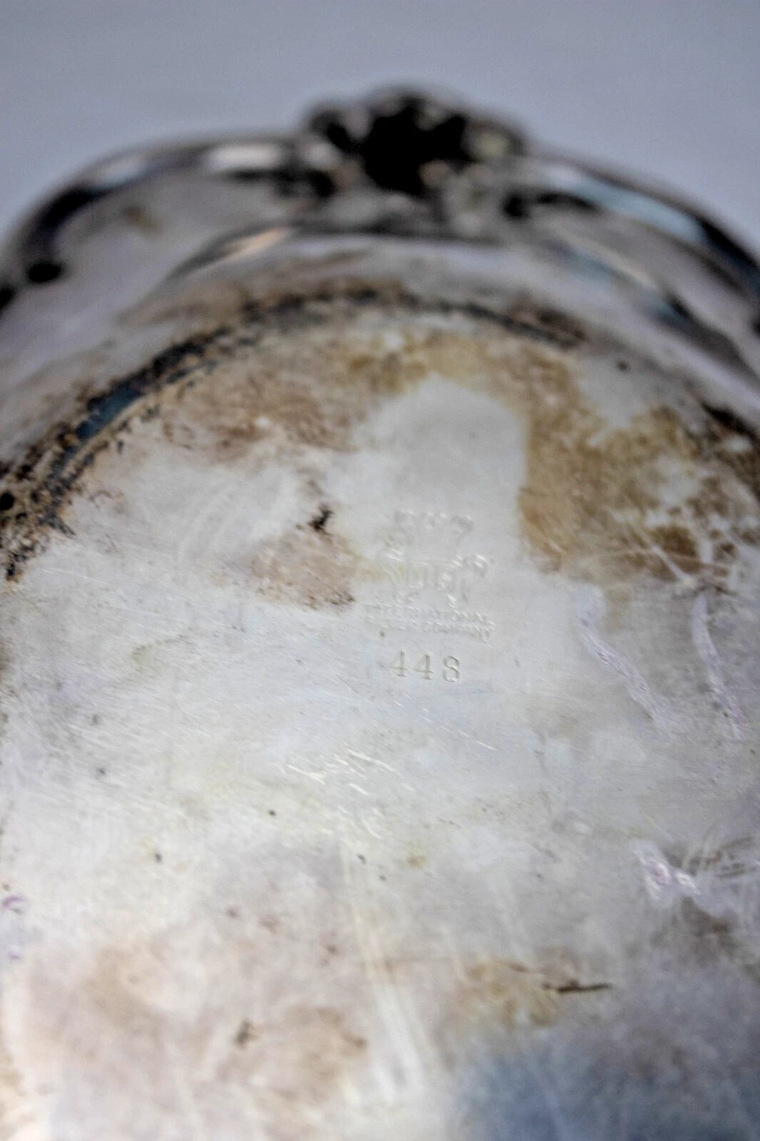 Vintage Silver-Plated Serving Tray – Ornate Floral Scroll – Aged Patina Look