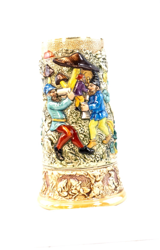 Vintage West German Beer Stein – “Viel besser fröhlet jeder Hahn” – Hand-Painted