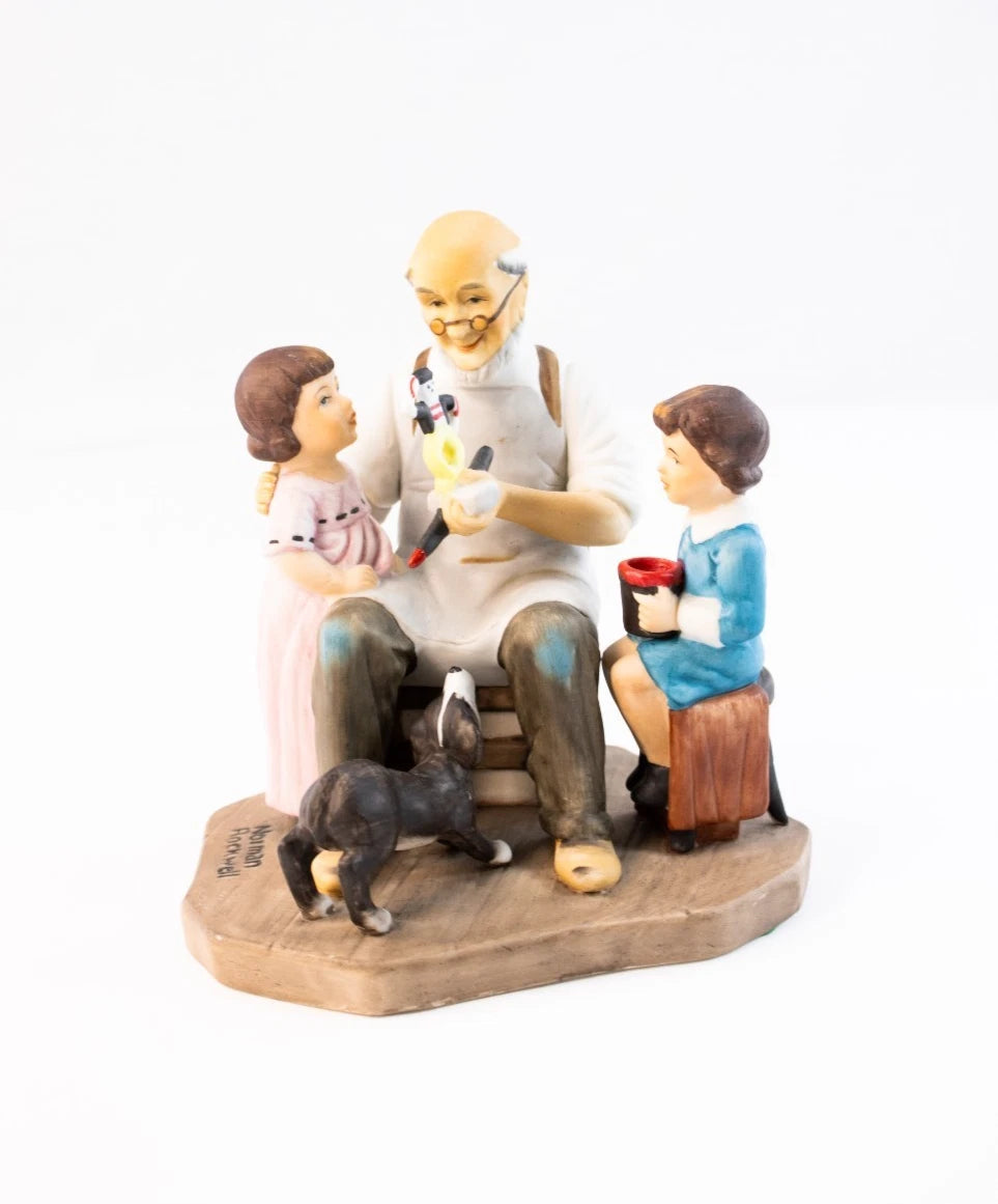 Norman Rockwell “The Toymaker” Figurine & Mug Set (1984 Limited Edition)