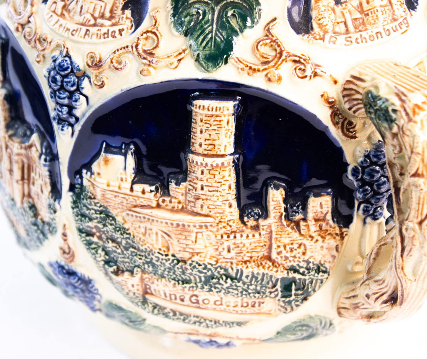Vintage German Castle Punch Bowl Set | Old World Stoneware | Made in Germany