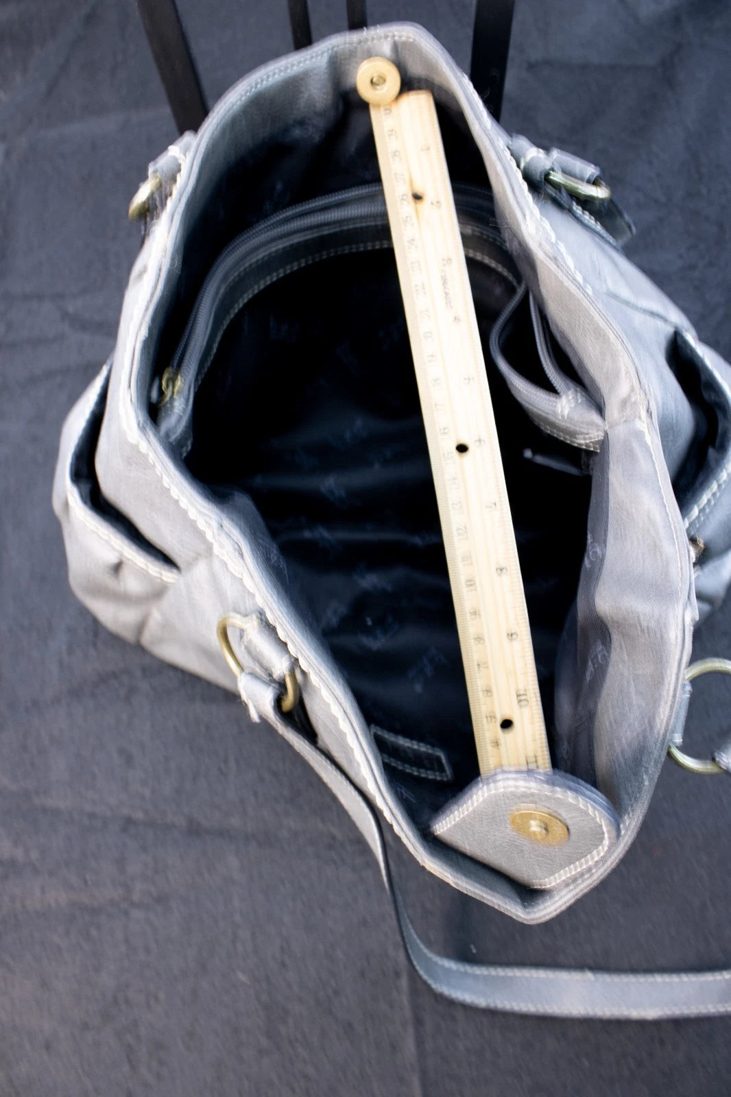 ✨ b.ø.c. Born Concept Charcoal Faux Leather Tote – Rustic Stitch Detail