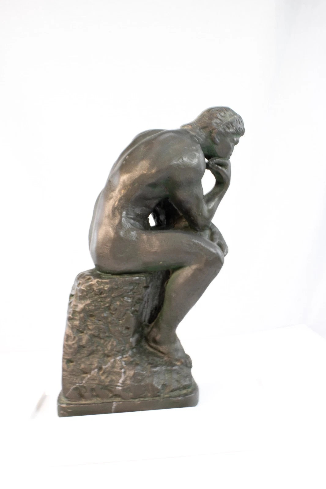 Vintage “The Thinker” Statue – Made in Greece – Bronzed Plaster Art Figure –