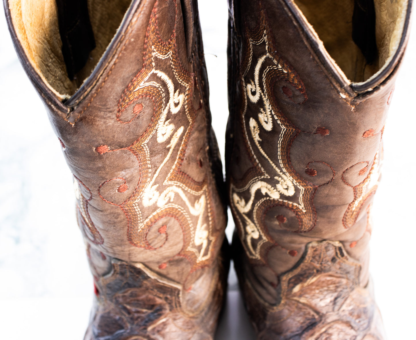 Big Bull Kids Cowboy Boots Brown Embroidered Western Youth 6.5B
