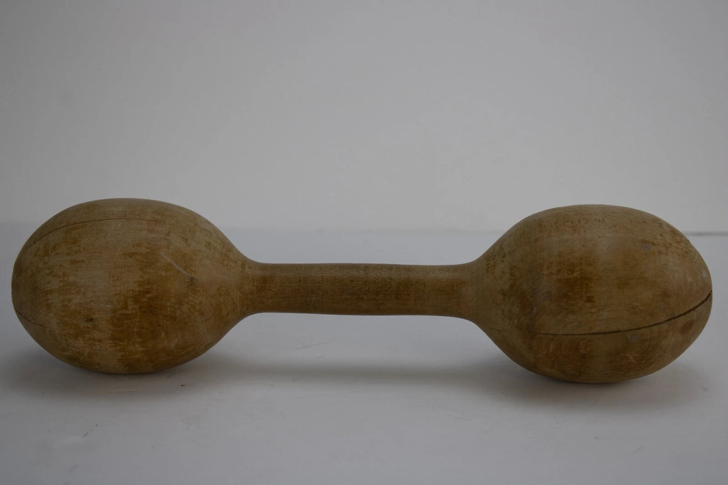 Antique Turned Wood Dumbbell | Primitive Folk Gym Decor | Rustic Farmhouse Shelf