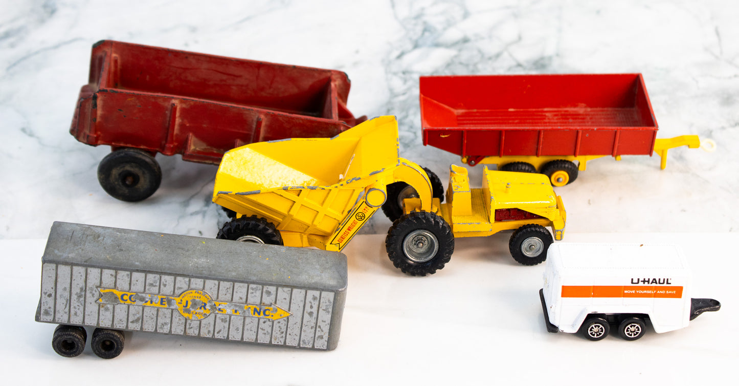 Die Cast Truck Lot Arcade Dump Truck Matchbox Lesney Trailer