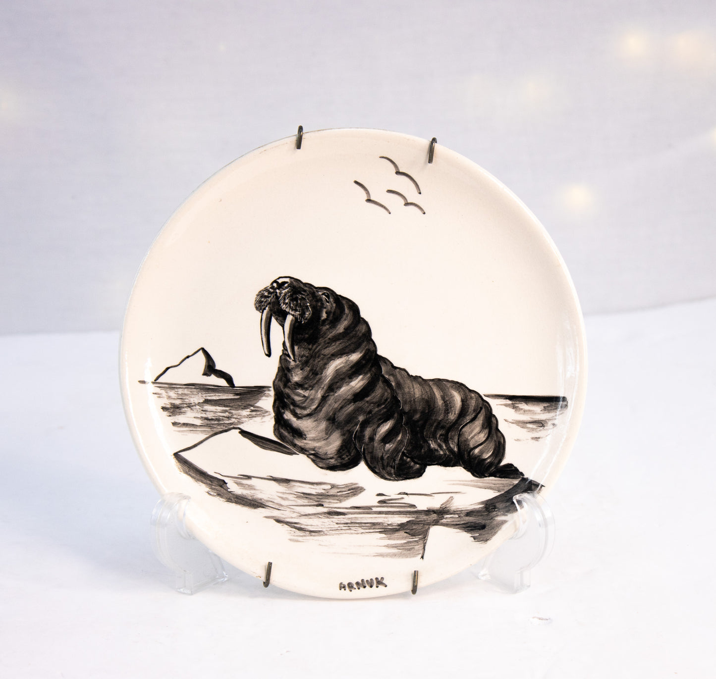 Vintage Alaska Walrus Plate Bering Sea Originals Hand Painted 1980