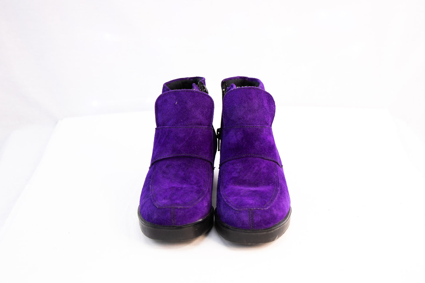 Purple Suede Hush Puppies Ankle Boots Womens Size 8.5 Retro Comfort Shoes