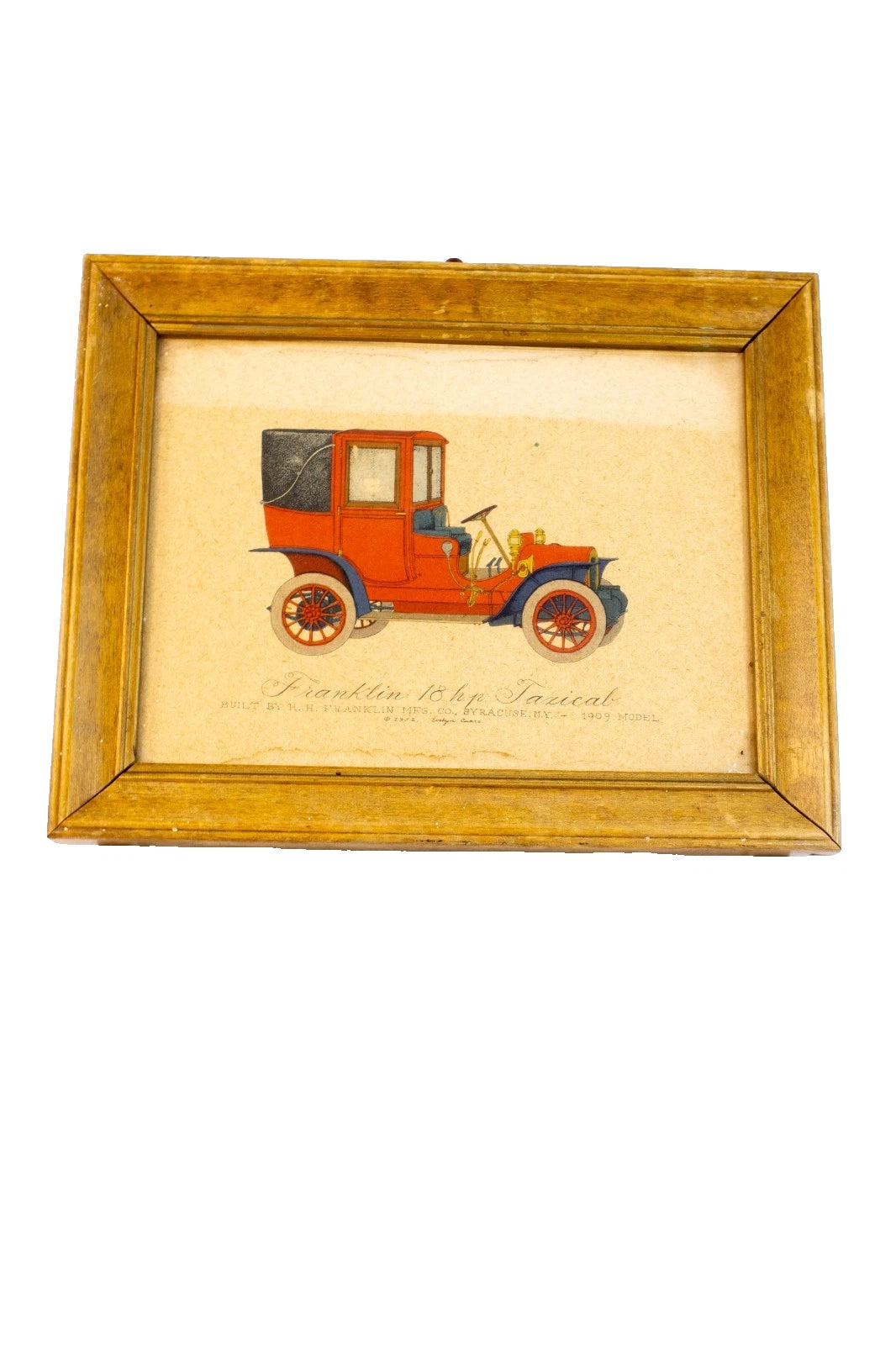 1952 EVELYN CURRO FRAMED AUTOMOBILE PRINT SET – CADILLAC, FRANKLIN & WINTON