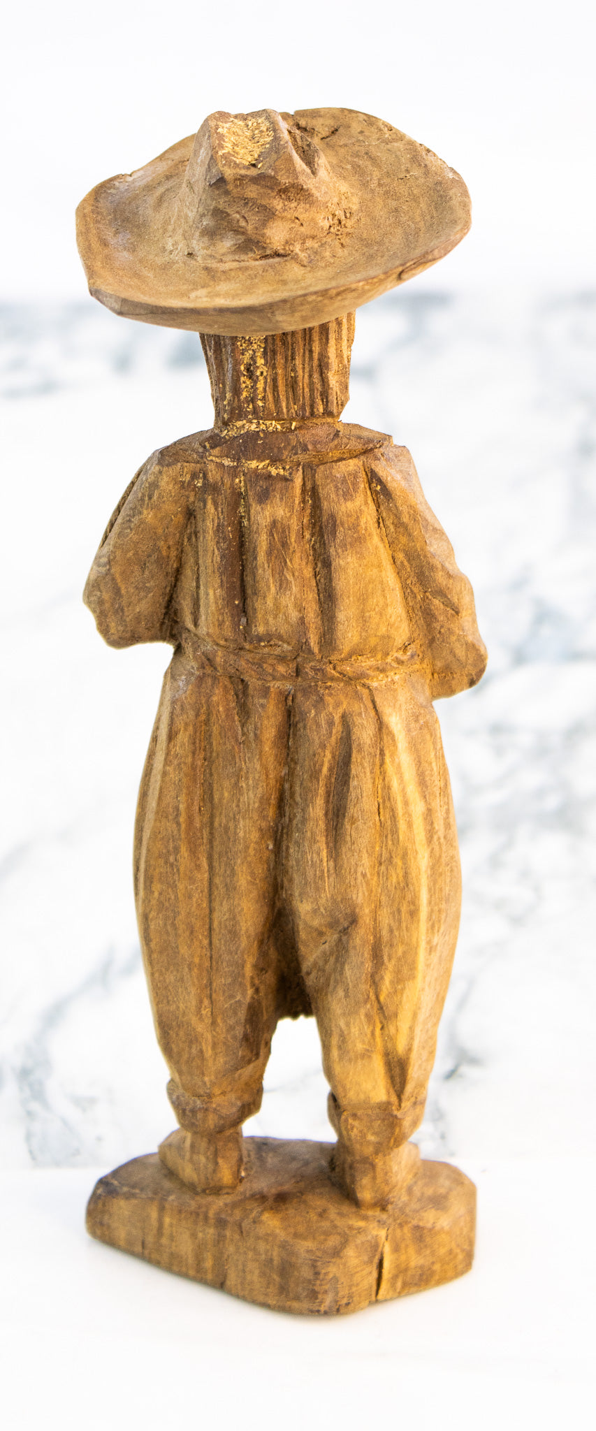 Vintage Mexican Hand-Carved Wooden Folk Art Figure with Flute