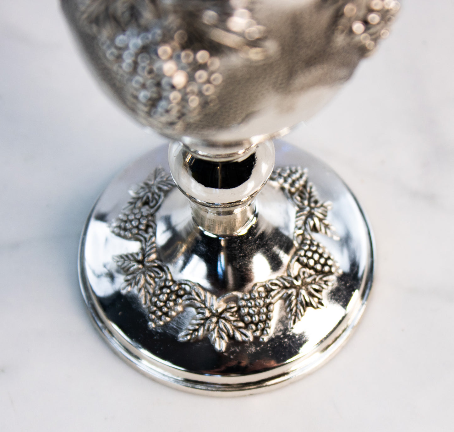 Silverplate Teapot and Grape Goblet Set Elegant Barware