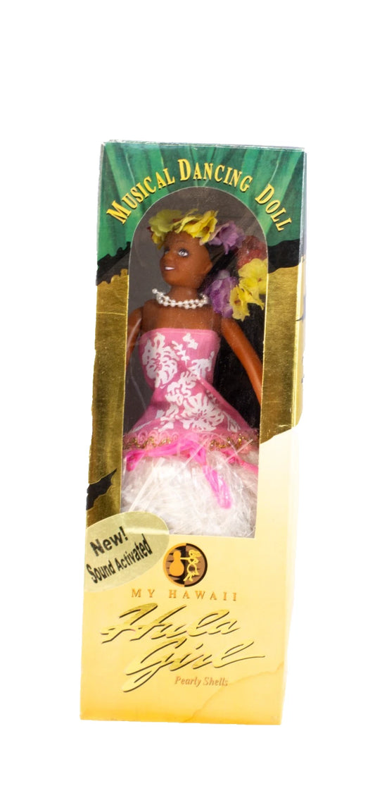 MY HAWAII 1998 HULA GIRL MUSICAL DANCING DOLL – PEARLY SHELLS – SOUND ACTIVATED