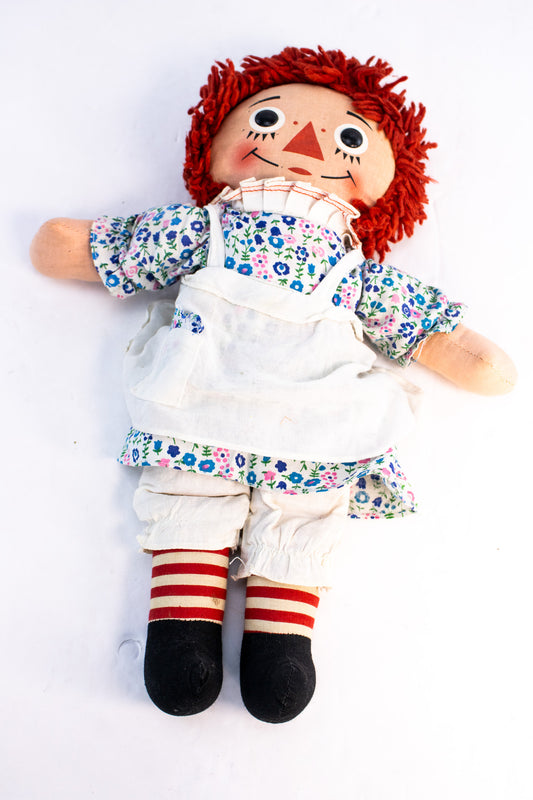 Vintage Raggedy Ann Style Cloth Doll | Yarn Hair Folk Toy | Americana Decor