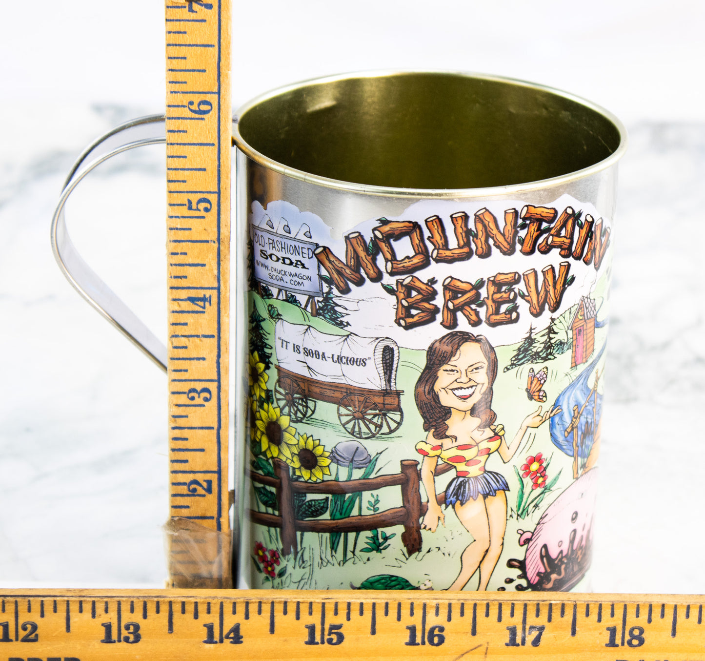 Mountain Brew Chuck Wagon Soda Mug Funny Western Camp Cup Vintage