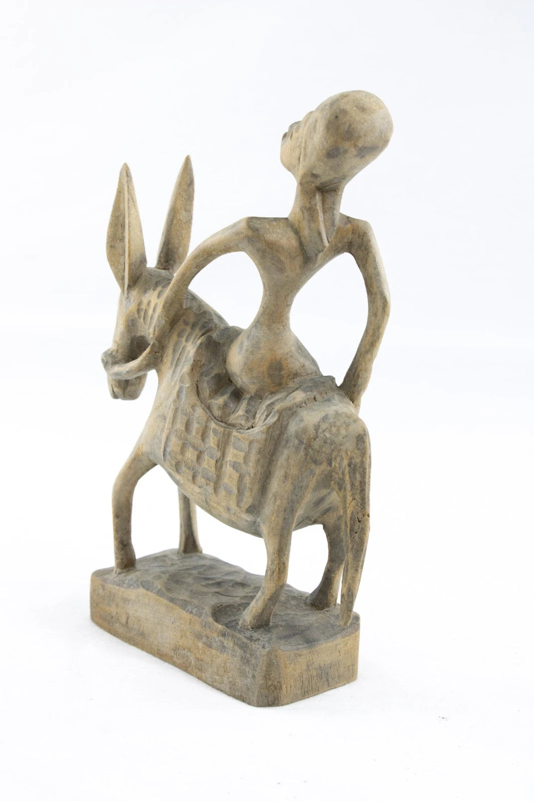 Vintage Hand-Carved African Donkey Rider Folk Art – Tribal Wood Figure – Rustic