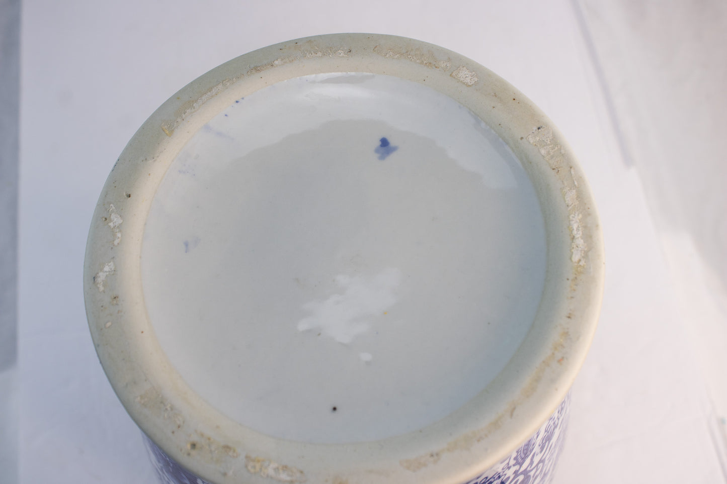 Large Blue White Ginger Jar with Lid Chinoiserie Floral Porcelain Decor