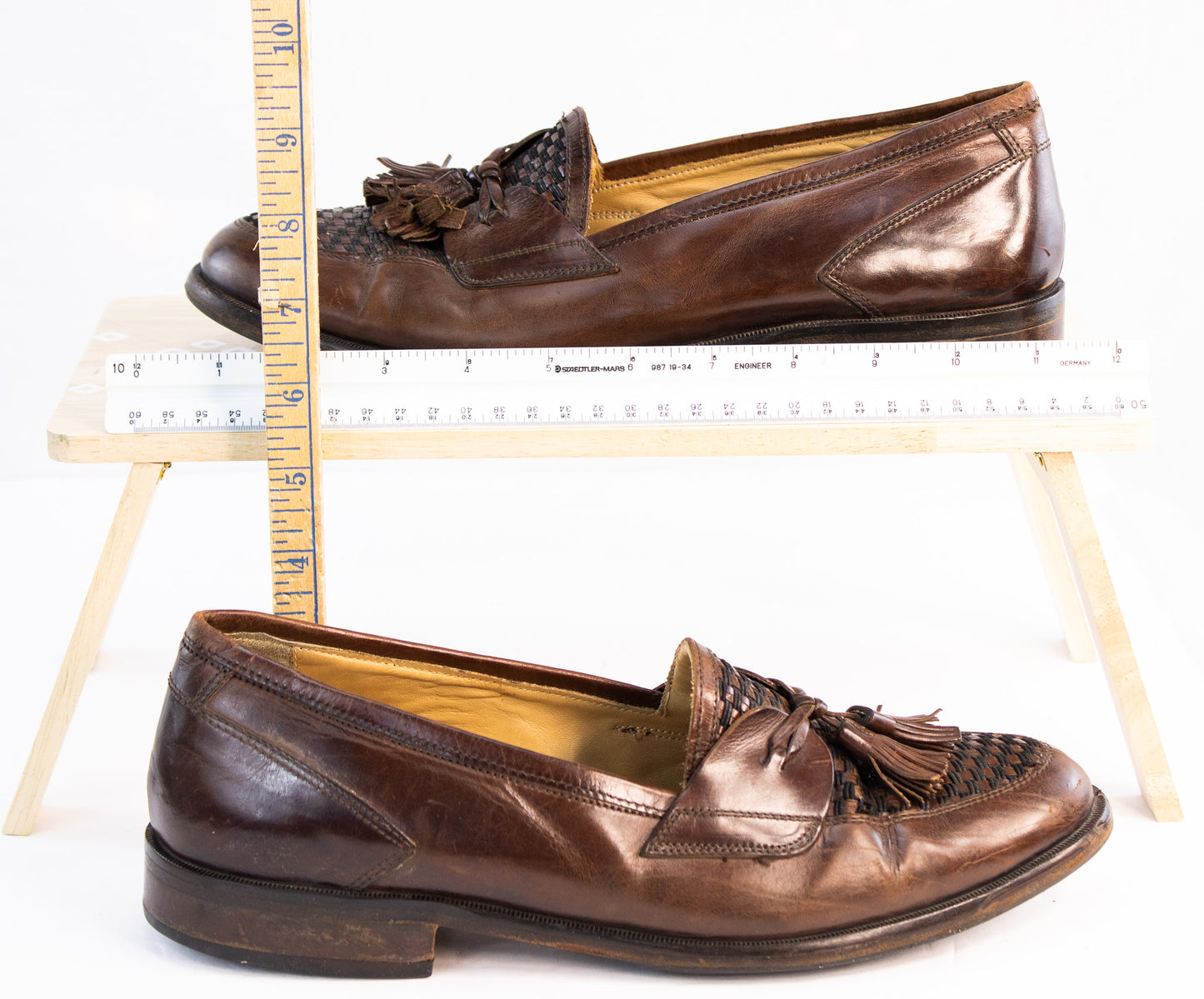 Johnston & Murphy Cellini Brown Leather Tassel Loafers | Made in Italy | Men’s 9.5