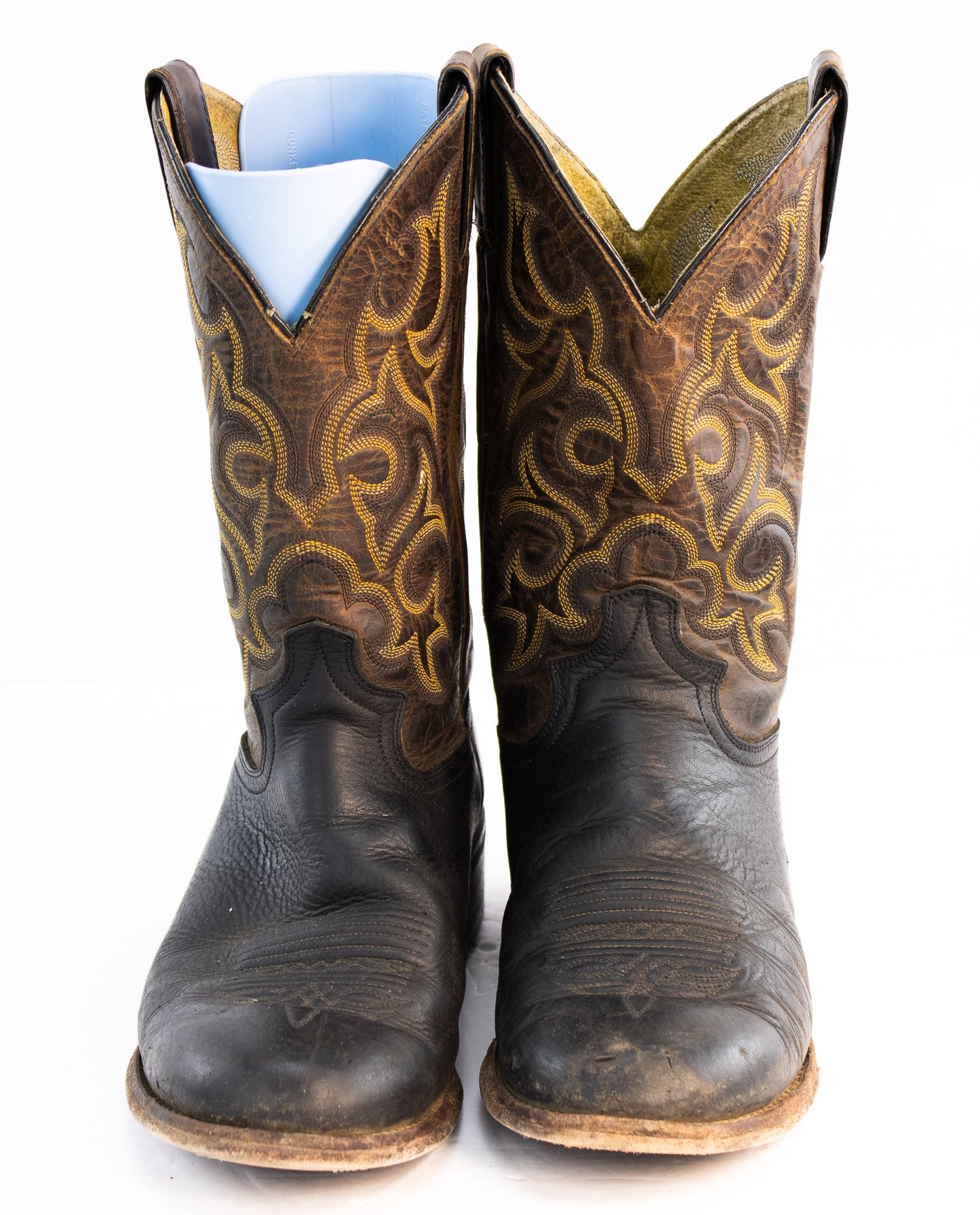 Vintage Justin Cowboy Boots | Men’s 9.5 D | Made in Mexico | Black Brown Leather