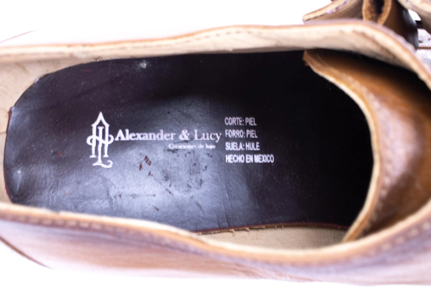 Alexander & Lucy Handmade Leather Monk‑Strap Brogue Shoes • Cognac Brown •