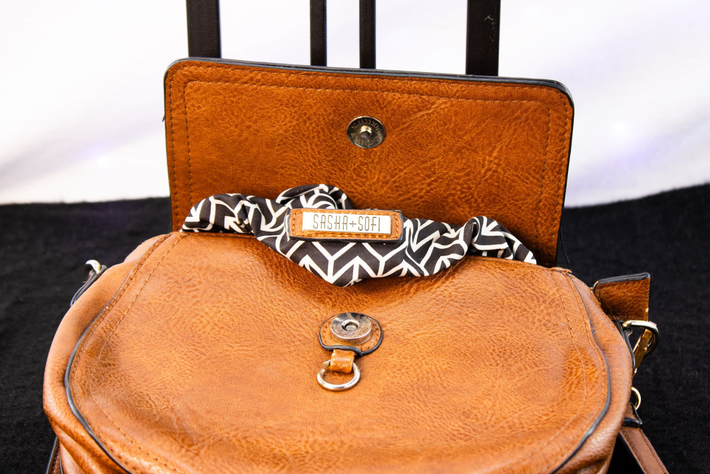 Sasha + Sofi Brown Crossbody Bag Small Flap Purse Adjustable Strap