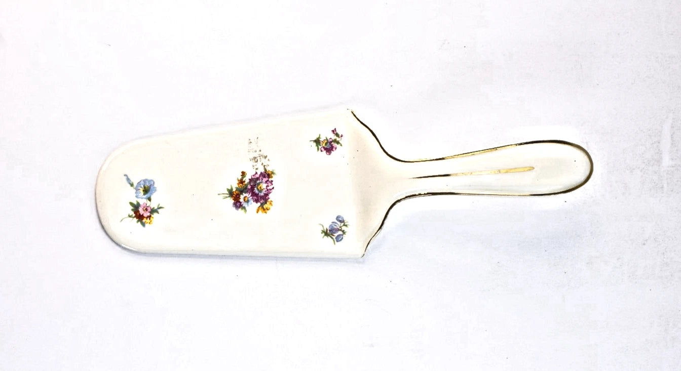 Vintage German Porcelain Cake Server – Floral & Gold Elegance