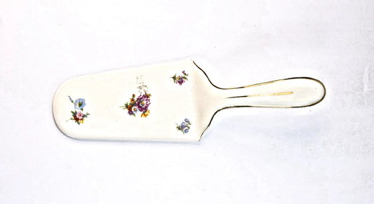 Vintage German Porcelain Cake Server – Floral & Gold Elegance